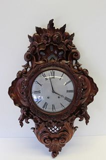 F.Broberg Highly Carved Wall Clock .