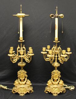 Pair Of Fine Quality Antique Gilt Bronze Candlebra