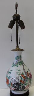 Enamel Decorated Chinese Porcelain Vase As A Lamp