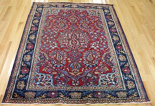 Antique And Finely Hand Woven Sarouk Style Carpet