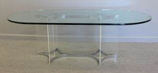 Midcentury Chrome Pedestal Dining Table With
