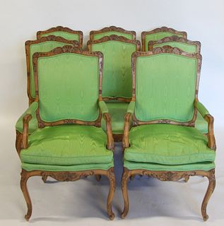 8 Finely Carved Louis XV Style Chairs .