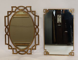 2 Vintage And Decorative Gilt Metal Mirrors .
