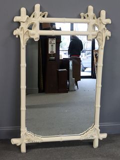 Vintage Lacquered Bamboo Form Mirror .