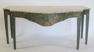 Antique Paint Decorated Demilune Console Table