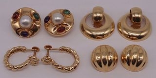 JEWELRY. (4) Pairs of 14kt Gold Earrings.