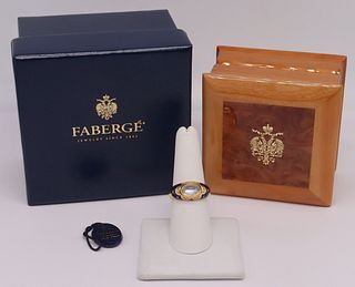 JEWELRY. Faberge 18kt Gold, Moonstone, Enamel,