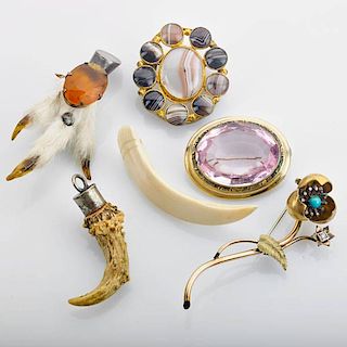 COLLECTION OF ANTIQUE GEM SET AND ORGANIC JEWELRY