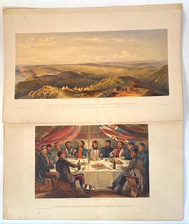 Two 1855 Sepia Toned Lithographs by William Simpson