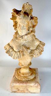 Alabaster Sculpture of a 19th Century Beauty