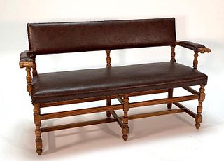 Walnut Upholstered Bench, Modern