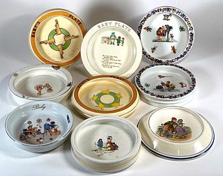 Lot of Nine Ceramic Baby Dishes