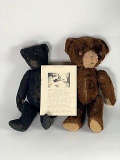 Two Vintage Teddy Bears Including a Black Teddy