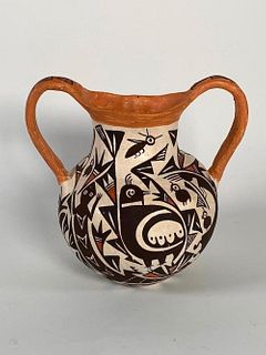 Acoma Pottery Two Handled Jar, P.Ivle