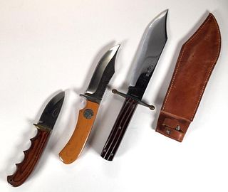 Three Custom Bowies Knives by J. I. Cottrill and Kebar