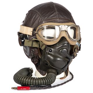 Selby Shoe Company U.S. A-11 Flight Helmet with Goggles and Matching Oxygen Mask