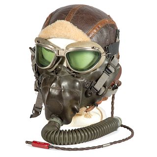 U.S. B-6 Flight Helmet with A-9 Short Oxygen Mask and Unaltered B-7 Goggles