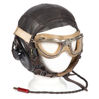 J.B. Menihan Corporation US Army Air Force Type A-11 Helmet with Modified B-7 Goggles