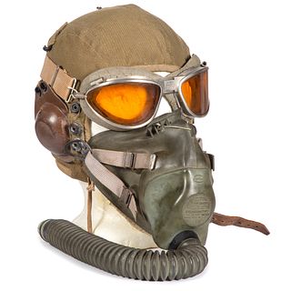 U.S. A-9 Flight Helmet with Early A-N 6530 Goggles and Oxygen Mask