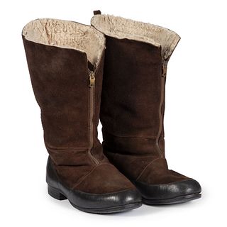 R.A.F. Brown Suede Fur-Lined Flight Boots