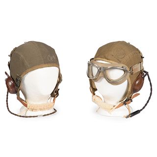 Lot of 2 Type A-9 US Army Air Force Helmets with Goggles