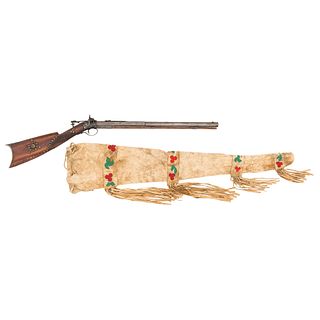 Tack Decorated New Hampshire Buggy Rifle by G.B. Fogg with Beaded Scabbard
