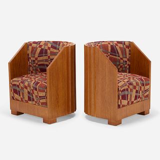 Art Deco, lounge chairs, pair