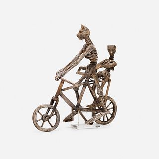 Latin American, Untitled (Cat Skeletons on a Bicycle)