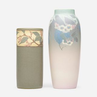 Fred Rothenbusch for Rookwood Pottery, Vellum vase with cherry blossoms