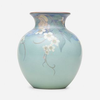 Lenore Asbury for Rookwood Pottery, Vellum vase with flowers