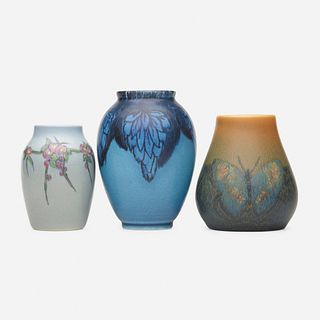 Rookwood Pottery, Double Vellum vases, set of three