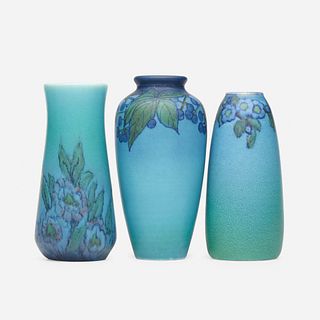 Rookwood Pottery, Double Vellum vases, set of three