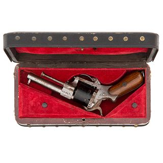 Cased Engraved Lefucheaux Pinfire Revolver