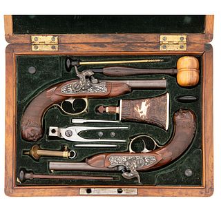 Fine Cased Pair of Percussion Pistols by Rieger of München