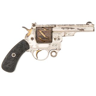 Extremely Rare Factory Engraved and Gilt Small Mauser Zig-Zag Revolver