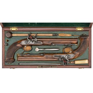 Very Fine and Rare Set of Swiss Flintlock Dueling Pistols in the Empire Style by F. Ulrich (1771-1845)