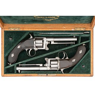 Scarce Pair of Devisme Cartridge Revolvers in Original Case