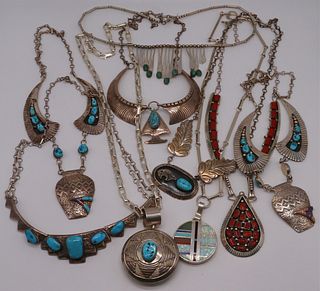 JEWELRY. Assorted Sterling Inlaid Necklaces.