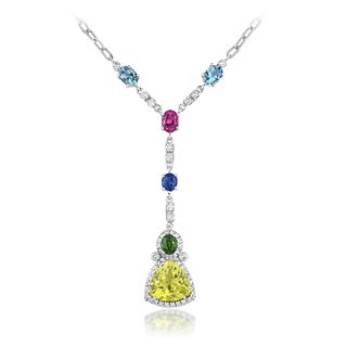 Multi-Colored Gemstone and Diamond Necklace, Italian