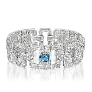 Art Deco Style Diamond and Aquamarine Bracelet