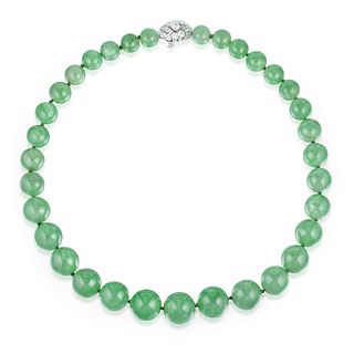 Bulgari Jade Bead and Diamond Necklace