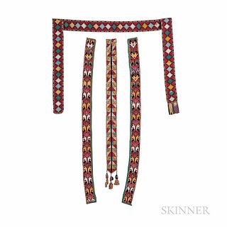Four Uzbek Silk Needlepoint Pieces