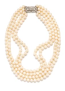 DIAMOND AND CULTURED PEARL MULTISTRAND NECKLACE