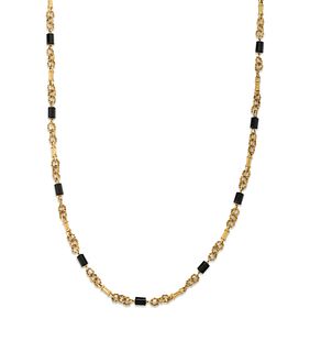 TIFFANY & CO., ITALY, YELLOW GOLD AND ONYX LONGCHAIN NECKLACE