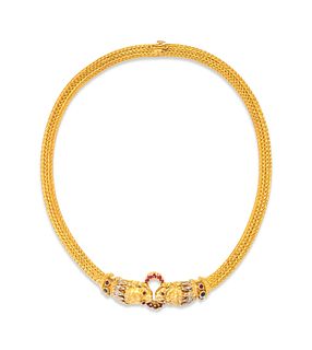 LALAOUNIS, YELLOW GOLD, DIAMOND AND MULTIGEM COLLAR NECKLACE