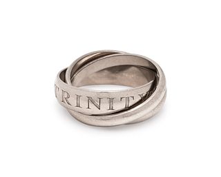 CARTIER, WHITE GOLD 'OR AMOUR ET TRINITY' RING