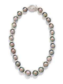 CARTIER, DIAMOND AND CULTURED TAHITIAN PEARL NECKLACE