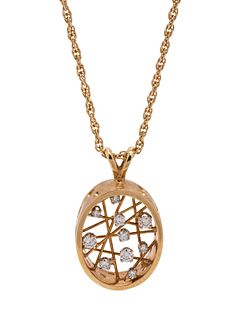 YELLOW GOLD AND DIAMOND PENDANT/NECKLACE