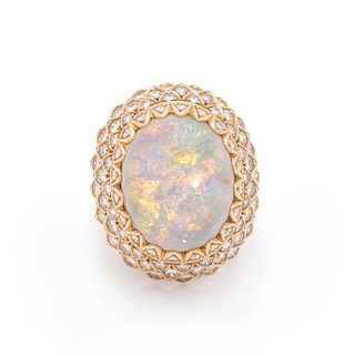 OPAL AND DIAMOND RING