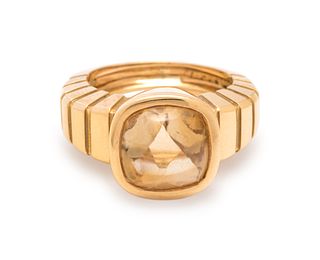 VAN CLEEF & ARPELS, YELLOW GOLD AND CITRINE RING